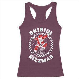 Skibidi Rizzmas Christmas Racerback Tank Top Rizz Skateboarding Santa Claus Skater Skateboard Skateboarder TS10 Maroon Print Your Wear