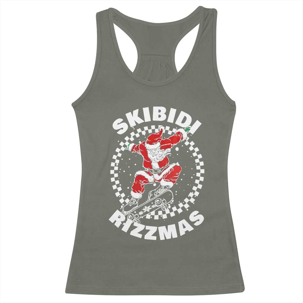 Skibidi Rizzmas Christmas Racerback Tank Top Rizz Skateboarding Santa Claus Skater Skateboard Skateboarder TS10 Military Green Print Your Wear