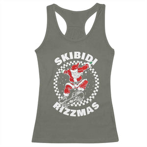 Skibidi Rizzmas Christmas Racerback Tank Top Rizz Skateboarding Santa Claus Skater Skateboard Skateboarder TS10 Military Green Print Your Wear