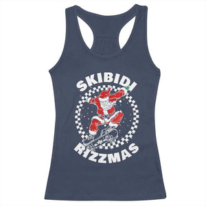 Skibidi Rizzmas Christmas Racerback Tank Top Rizz Skateboarding Santa Claus Skater Skateboard Skateboarder TS10 Navy Print Your Wear