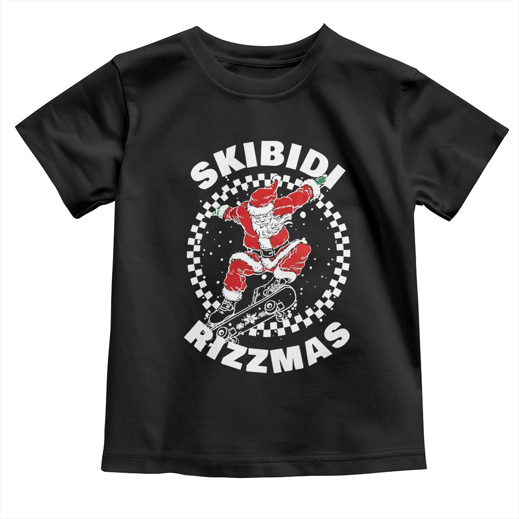 Skibidi Rizzmas Christmas Toddler T Shirt Rizz Skateboarding Santa Claus Skater Skateboard Skateboarder TS10 Black Print Your Wear