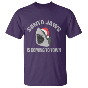 Funny Shark Christmas T Shirt Santa Jaws Is Coming Town TS10 Purple Print Your Wear