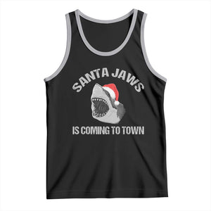 Funny Shark Christmas Tank Top Santa Jaws Is Coming Town TS10 Black Athletic Heather Print Your Wear