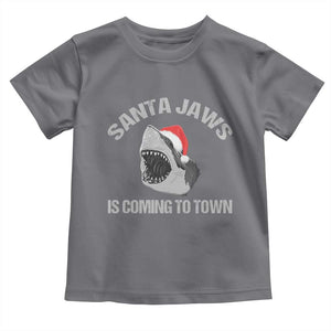 Funny Shark Christmas Toddler T Shirt Santa Jaws Is Coming Town TS10 Charcoal Print Your Wear
