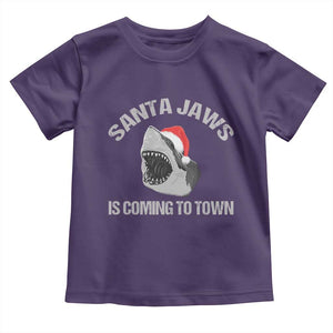 Funny Shark Christmas Toddler T Shirt Santa Jaws Is Coming Town TS10 Purple Print Your Wear