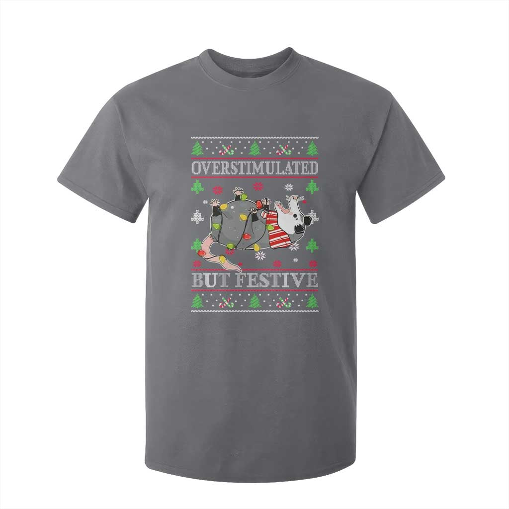 Possum Christmas T Shirt For Kid Overstimulated But Festive Ugly Christmas TS10 Charcoal Print Your Wear