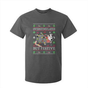 Possum Christmas T Shirt For Kid Overstimulated But Festive Ugly Christmas TS10 Dark Heather Print Your Wear