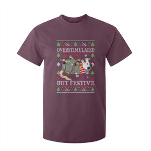 Possum Christmas T Shirt For Kid Overstimulated But Festive Ugly Christmas TS10 Maroon Print Your Wear