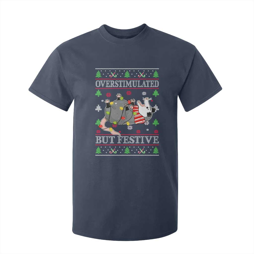 Possum Christmas T Shirt For Kid Overstimulated But Festive Ugly Christmas TS10 Navy Print Your Wear