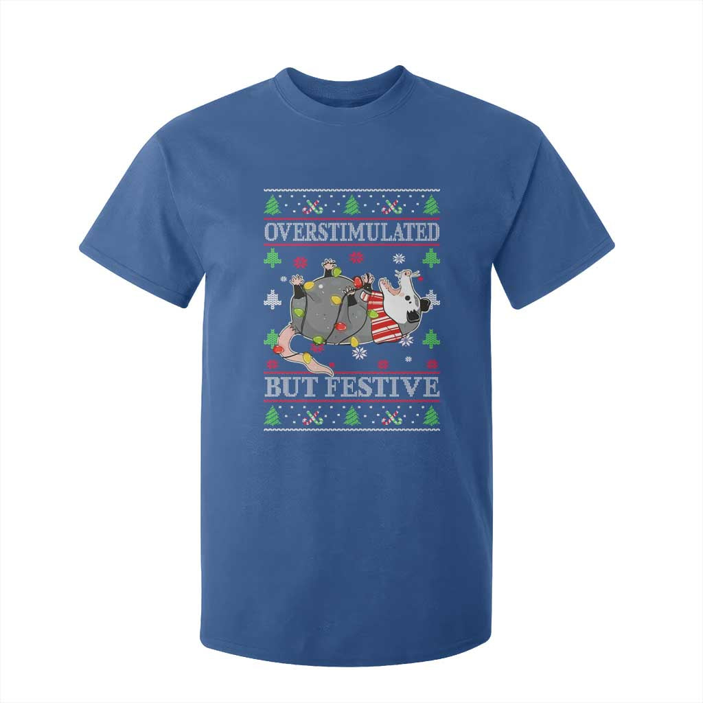 Possum Christmas T Shirt For Kid Overstimulated But Festive Ugly Christmas TS10 Royal Blue Print Your Wear