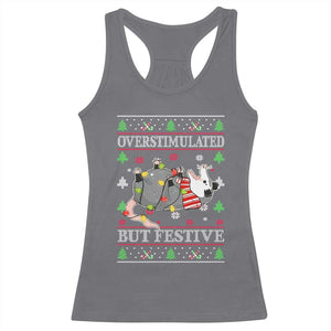 Possum Christmas Racerback Tank Top Overstimulated But Festive Ugly Christmas TS10 Charcoal Print Your Wear