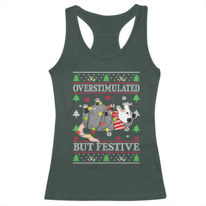 Possum Christmas Racerback Tank Top Overstimulated But Festive Ugly Christmas TS10 Dark Forest Green Print Your Wear
