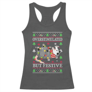 Possum Christmas Racerback Tank Top Overstimulated But Festive Ugly Christmas TS10 Dark Heather Print Your Wear