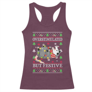 Possum Christmas Racerback Tank Top Overstimulated But Festive Ugly Christmas TS10 Maroon Print Your Wear