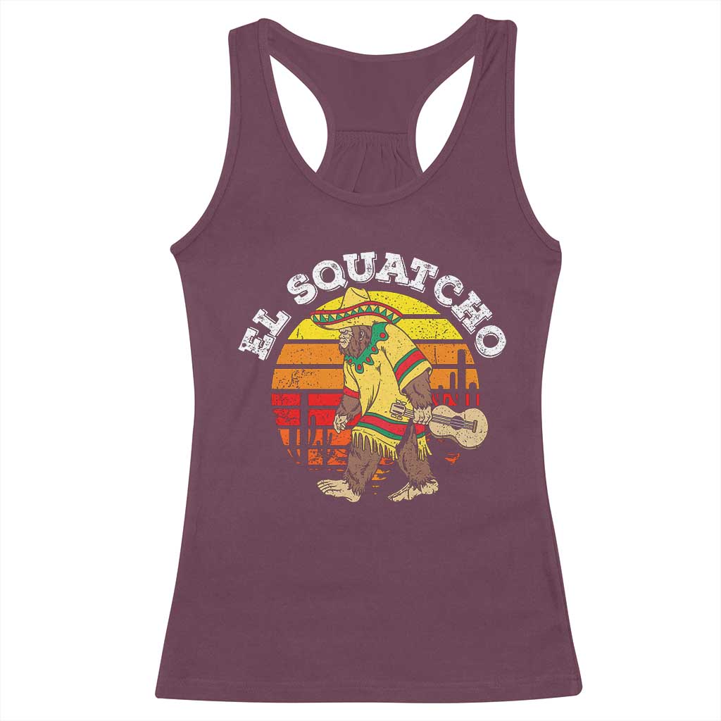 El Squatcho Bigfoot Racerback Tank Top Mexican Sasquatch Cinco De Mayo TS10 Maroon Print Your Wear