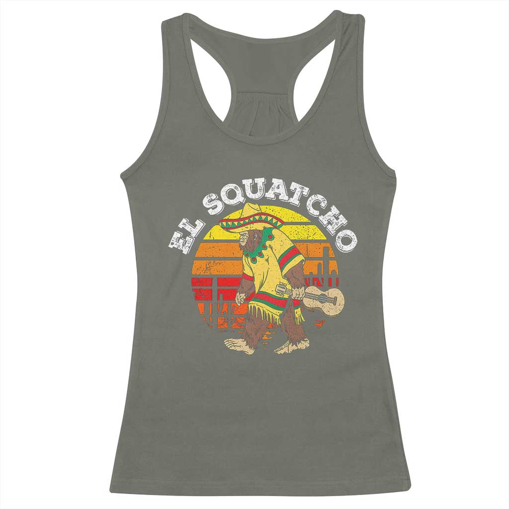 El Squatcho Bigfoot Racerback Tank Top Mexican Sasquatch Cinco De Mayo TS10 Military Green Print Your Wear