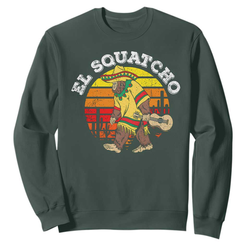 El Squatcho Bigfoot Sweatshirt Mexican Sasquatch Cinco De Mayo TS10 Dark Forest Green Print Your Wear