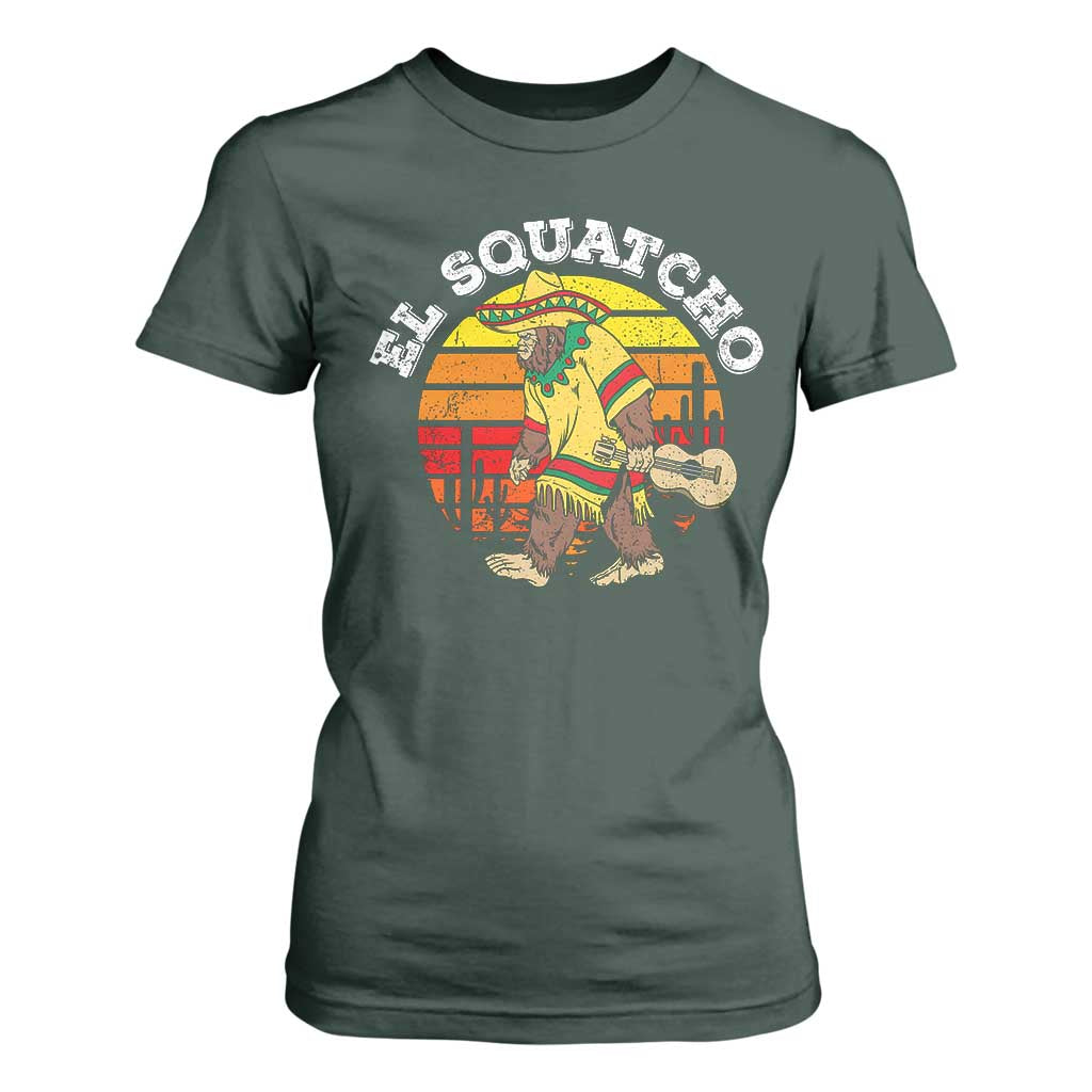 El Squatcho Bigfoot T Shirt For Women Mexican Sasquatch Cinco De Mayo TS10 Dark Forest Green Print Your Wear