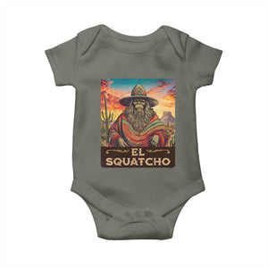 El Squatcho Bigfoot Baby Onesie Mexican Sasquatch Lovers Cinco De Mayo TS10 Military Green Print Your Wear