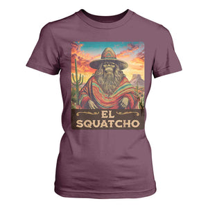 El Squatcho Bigfoot T Shirt For Women Mexican Sasquatch Lovers Cinco De Mayo TS10 Maroon Print Your Wear