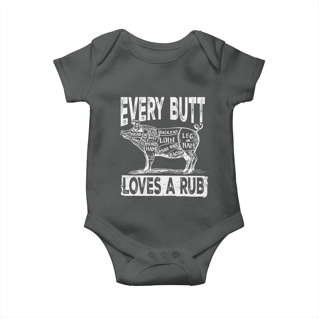Funny BBQ Baby Onesie Pork Butt Loves a Rub Grilling Gift TS10 Dark Heather Print Your Wear
