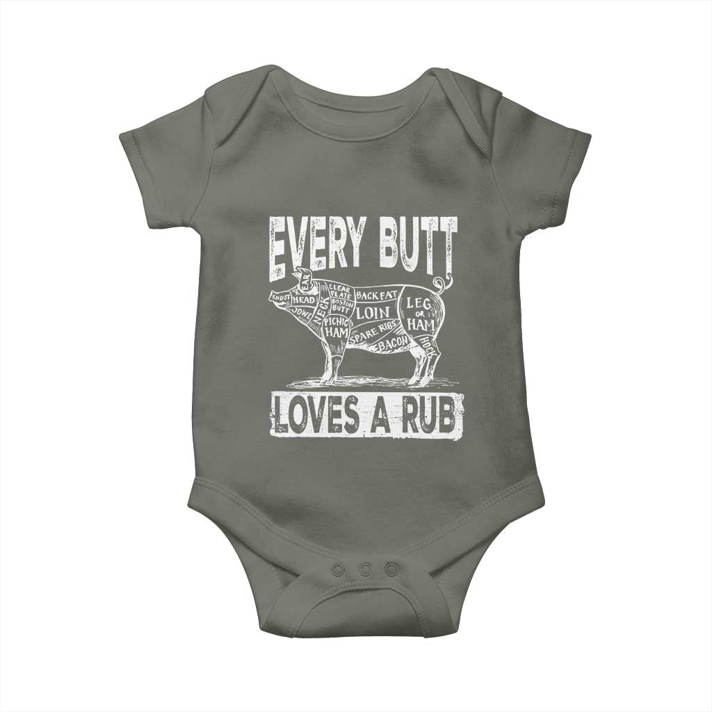 Funny BBQ Baby Onesie Pork Butt Loves a Rub Grilling Gift TS10 Military Green Print Your Wear