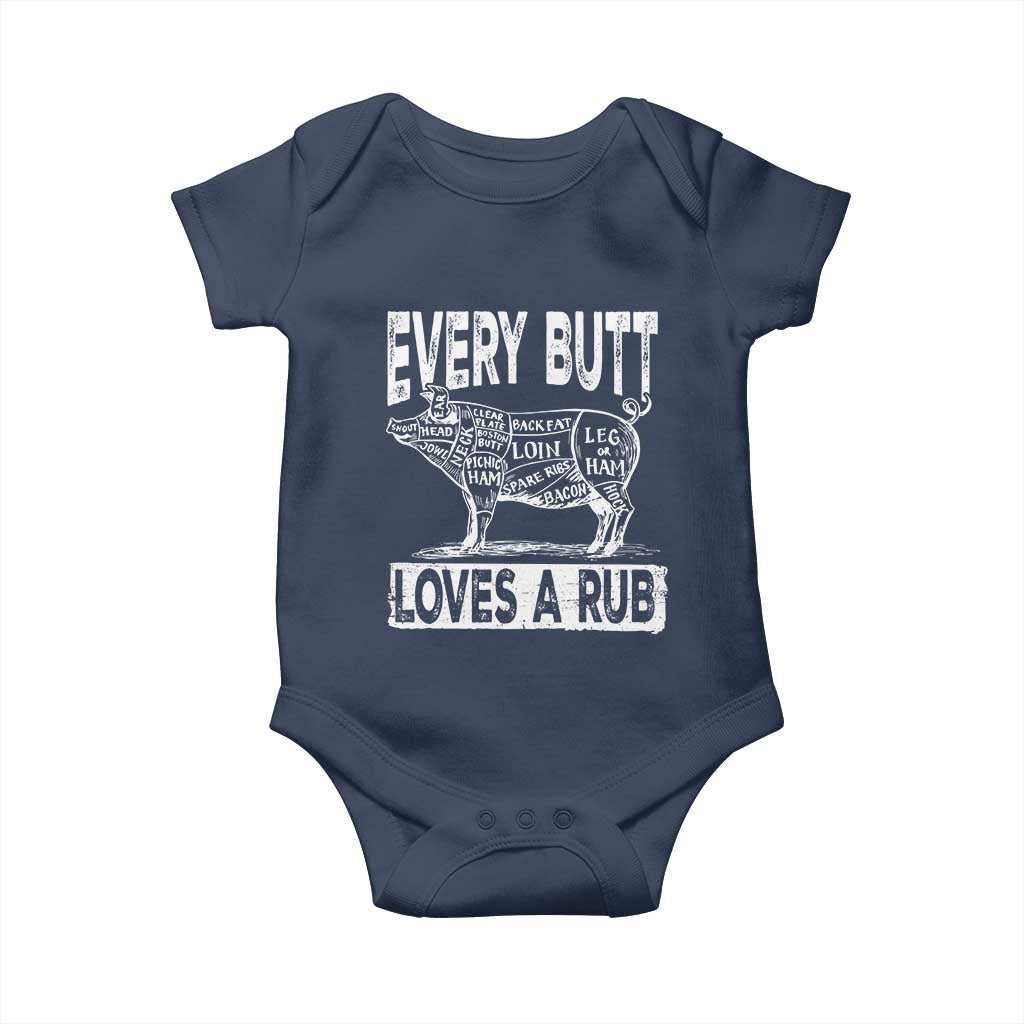 Funny BBQ Baby Onesie Pork Butt Loves a Rub Grilling Gift TS10 Navy Print Your Wear