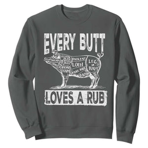 BBQ Sweatshirt Pork Butt Rub Dad Grill Gift TS10 Dark Heather Print Your Wear