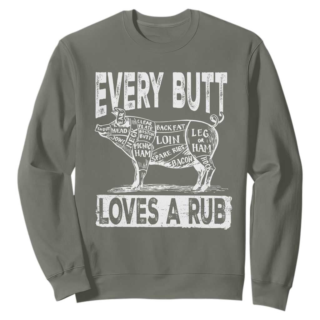 BBQ Sweatshirt Pork Butt Rub Dad Grill Gift TS10 Military Green Print Your Wear