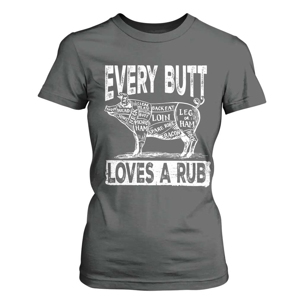 BBQ T Shirt For Women Pork Butt Rub Dad Grill Gift TS10 Dark Heather Print Your Wear