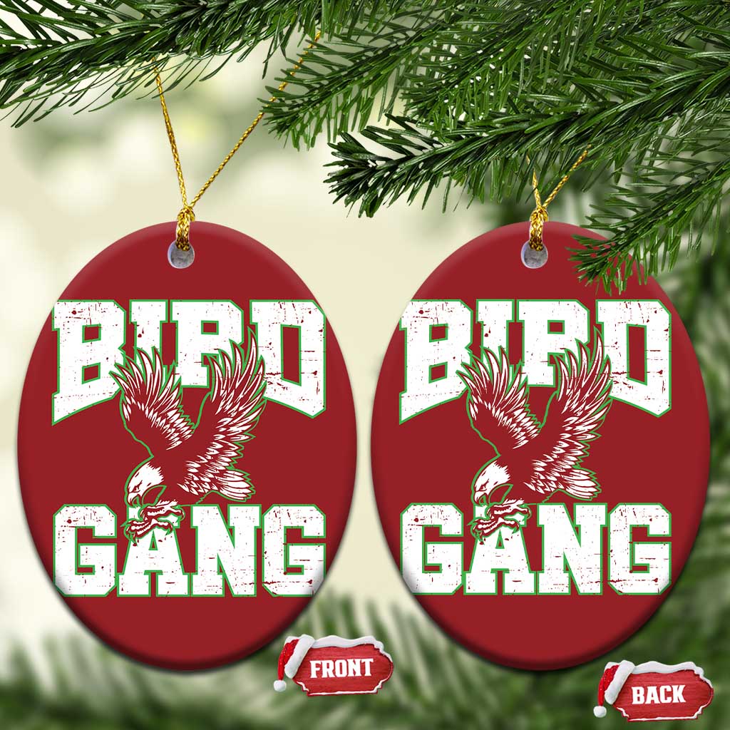 Bird Gang Christmas Ceramic Ornament Vintage 90s Style Classic EF Fly TS10 Oval Red Print Your Wear