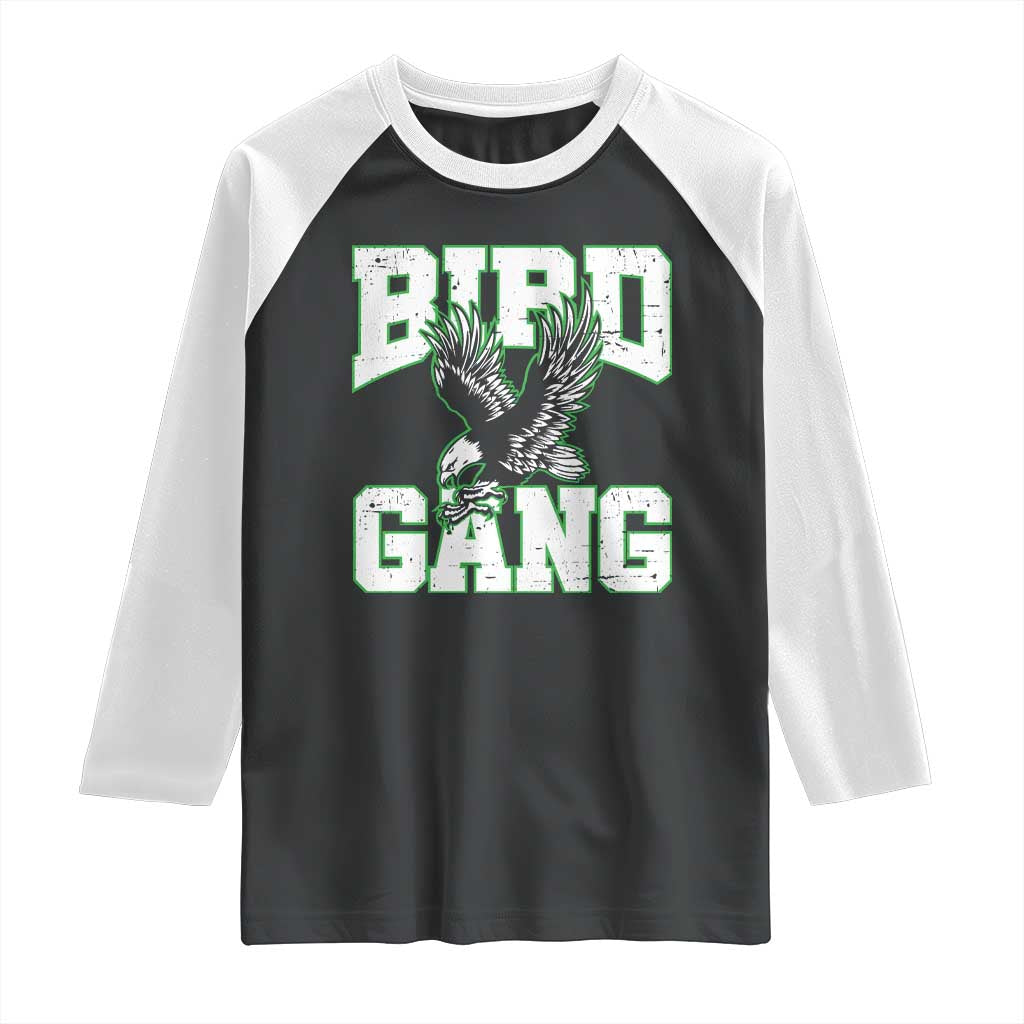 Bird Gang Raglan Shirt Vintage 90s Style Classic EF Fly TS10 Black White Print Your Wear