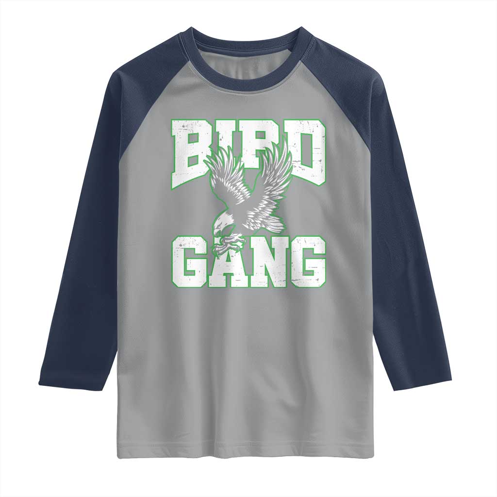 Bird Gang Raglan Shirt Vintage 90s Style Classic EF Fly TS10 Sport Gray Navy Print Your Wear