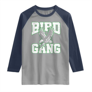 Bird Gang Raglan Shirt Vintage 90s Style Classic EF Fly TS10 Sport Gray Navy Print Your Wear