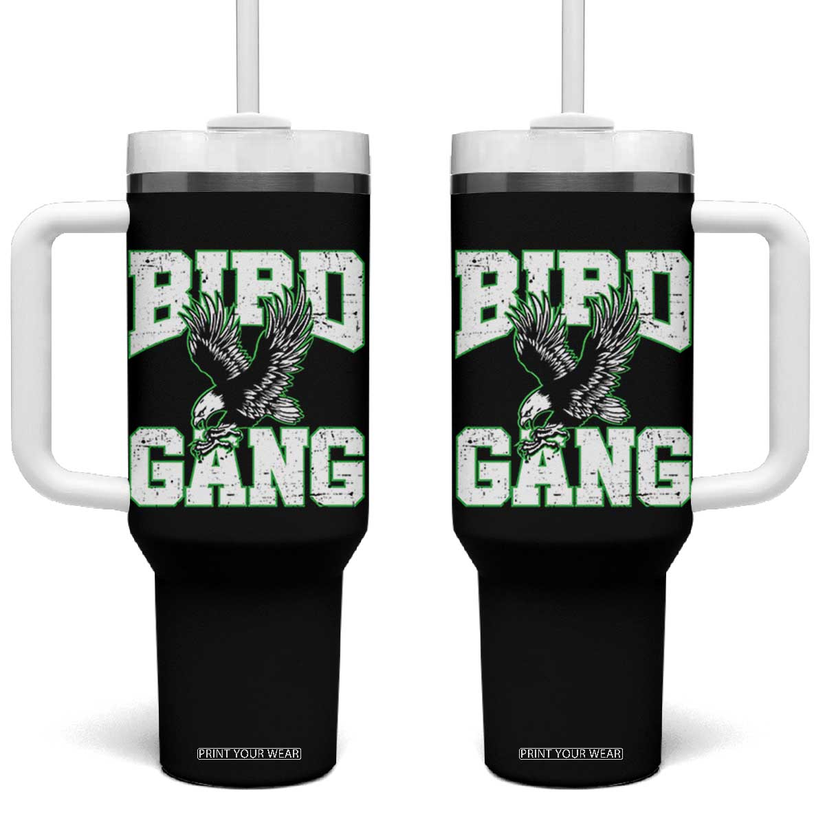 Bird Gang Tumbler With Handle Vintage 90s Style Classic Eagles Fly TS10 One Size: 40 oz Black Print Your Wear