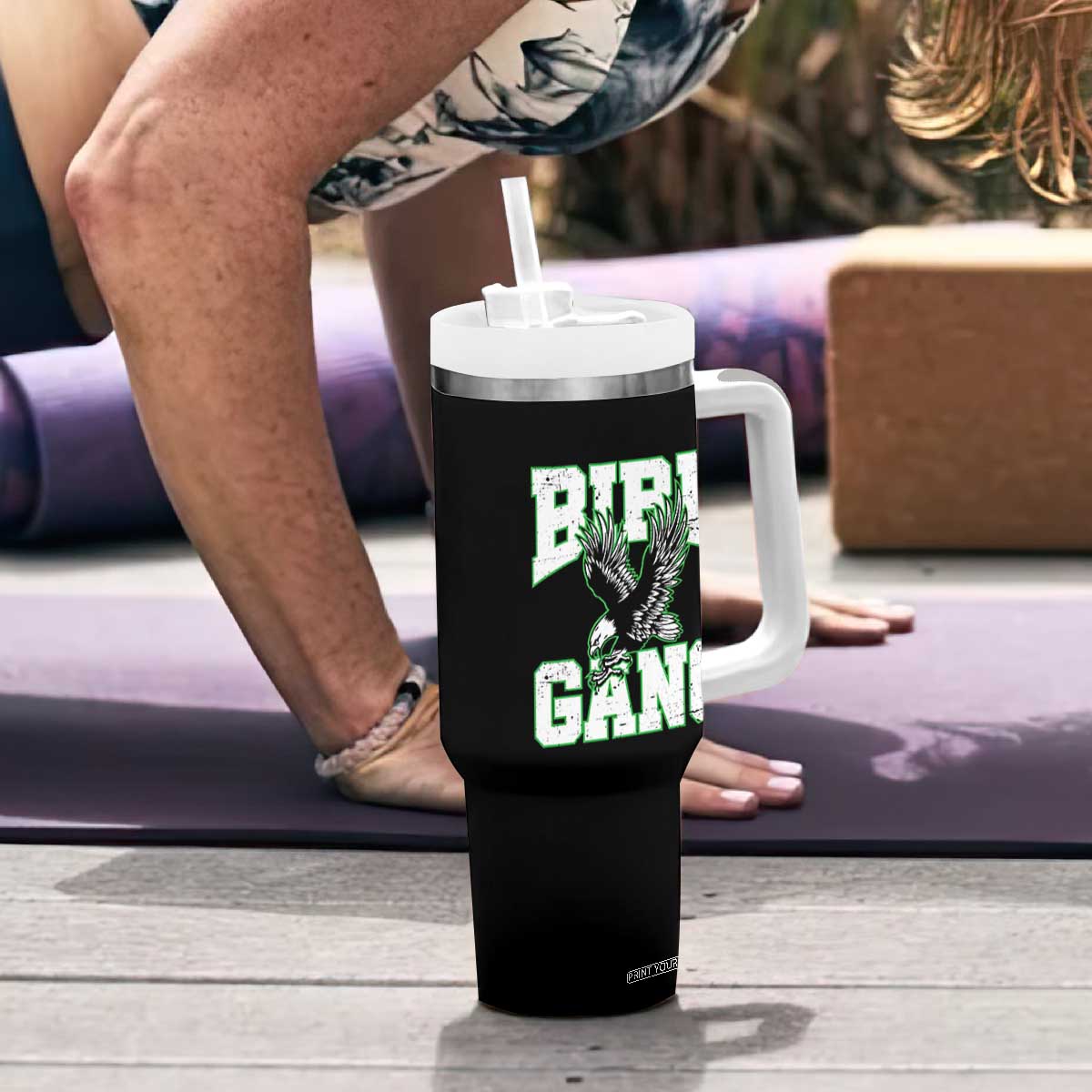 Bird Gang Tumbler With Handle Vintage 90s Style Classic EF Fly TS10 Print Your Wear