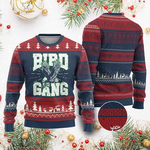 Bird Gang Knit Sweatshirt Vintage 90s Style Classic Eagles Fly TS10 Burgundy Print Your Wear