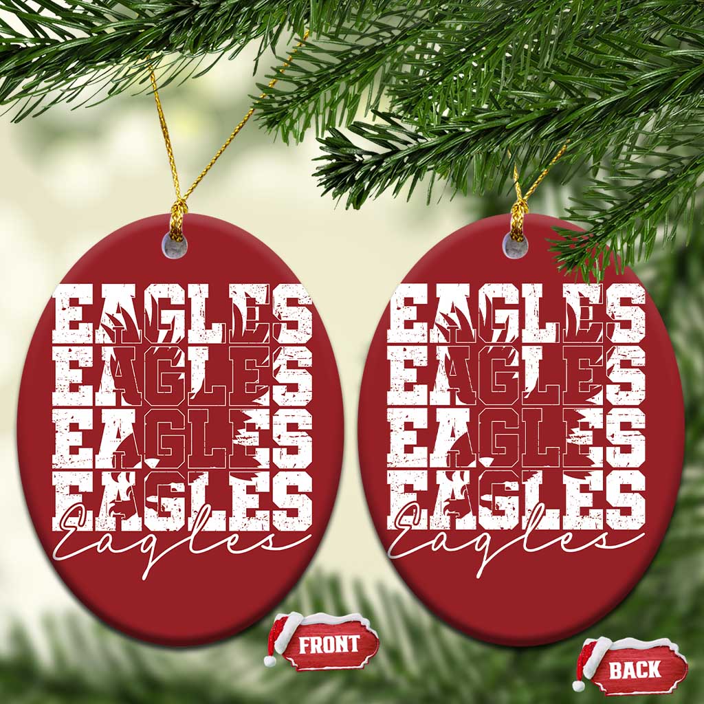 Vintage EF Bird Inspirational Christmas Ceramic Ornament 90s Style Classic PFE Fly TS10 Oval Red Print Your Wear