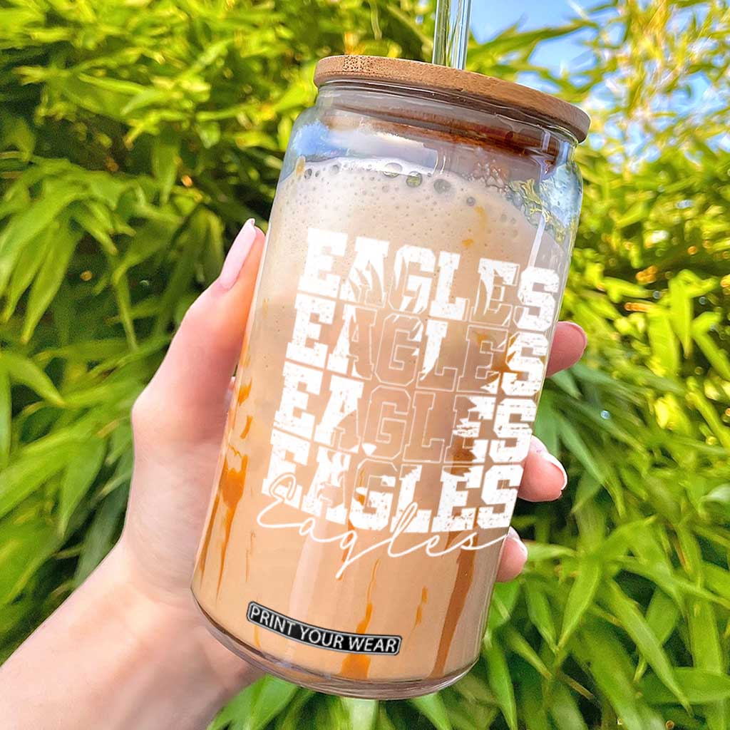 Vintage Eagles Bird Inspirational Glass Can 90s Style Classic Eagles Fly TS10 Black Print Your Wear