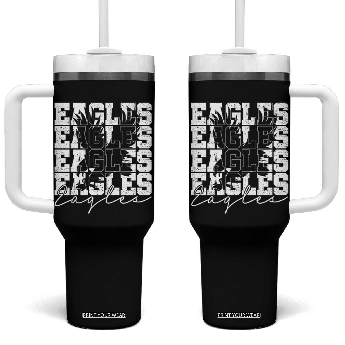 Vintage Eagles Bird Inspirational Tumbler With Handle 90s Style Classic Eagles Fly TS10 One Size: 40 oz Black Print Your Wear
