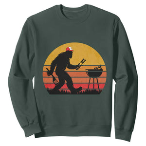 Bigfoot BBQ Sweatshirt Funny Barbecue Sasquatch Lovers Dad Grill Gift TS10 Dark Forest Green Print Your Wear