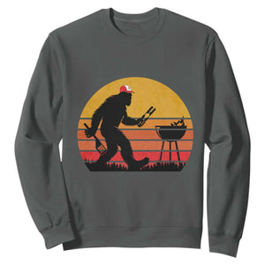 Bigfoot BBQ Sweatshirt Funny Barbecue Sasquatch Lovers Dad Grill Gift TS10 Dark Heather Print Your Wear