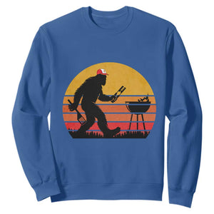 Bigfoot BBQ Sweatshirt Funny Barbecue Sasquatch Lovers Dad Grill Gift TS10 Royal Blue Print Your Wear