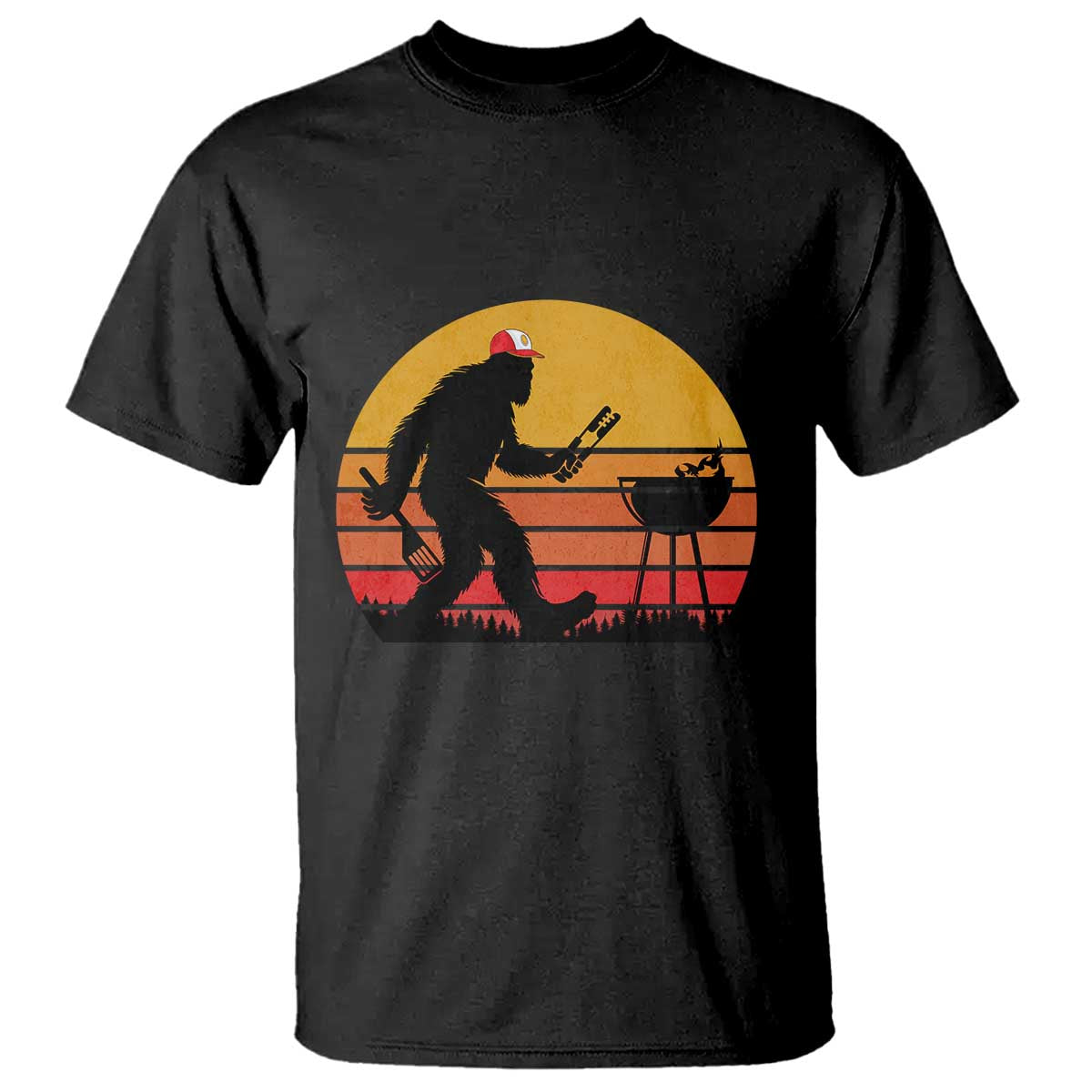 Bigfoot BBQ T Shirt Funny Barbecue Sasquatch Lovers Dad Grill Gift TS10 Black Print Your Wear
