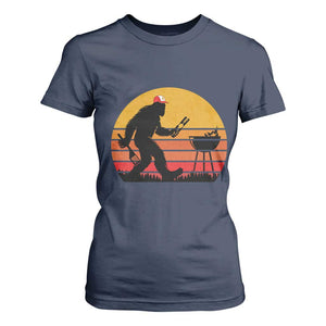 Bigfoot BBQ T Shirt For Women Funny Barbecue Sasquatch Lovers Dad Grill Gift TS10 Navy Print Your Wear
