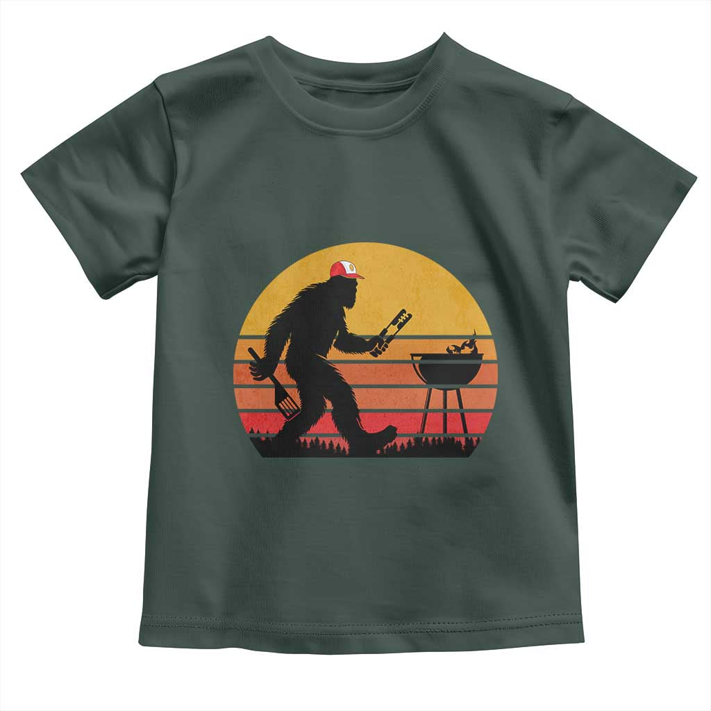 Bigfoot BBQ Toddler T Shirt Funny Barbecue Sasquatch Lovers Dad Grill Gift TS10 Dark Forest Green Print Your Wear