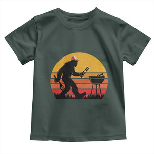 Bigfoot BBQ Toddler T Shirt Funny Barbecue Sasquatch Lovers Dad Grill Gift TS10 Dark Forest Green Print Your Wear