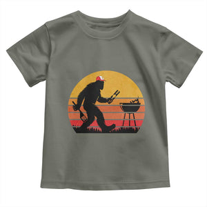 Bigfoot BBQ Toddler T Shirt Funny Barbecue Sasquatch Lovers Dad Grill Gift TS10 Military Green Print Your Wear
