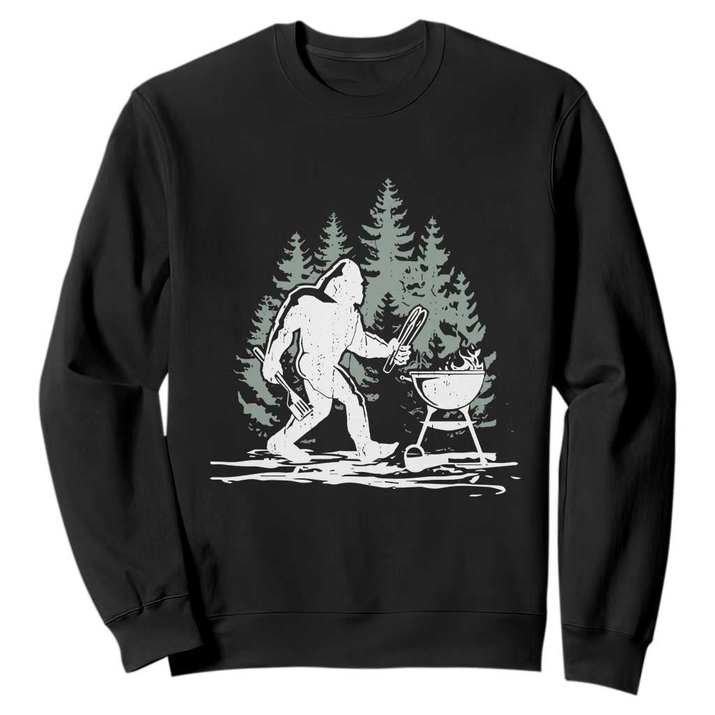 Bigfoot BBQ Sweatshirt Funny Sasquatch Barbecue Dad Grill Gift TS10 Black Print Your Wear
