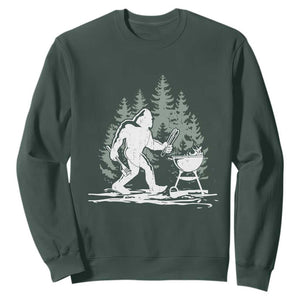 Bigfoot BBQ Sweatshirt Funny Sasquatch Barbecue Dad Grill Gift TS10 Dark Forest Green Print Your Wear